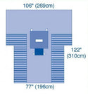Medline UltraGard Transverse Laparotomy T Drapes - UltraGard Transverse Laparotomy T Drapes, 106" x 122" x 77" (269 x 310 x 196 cm) - DYNJP3005UG