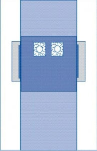 Medline 77 x 135" Femoral Angiography Surgical Drape with Pouches - Femoral Angiography Drape with Pouch, Sterile - DYNJP4114