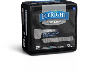 Medline FitRight Ultra Underwear for Men - FitRight Ultra Incontinence Underwear for Men, Size L / XL, For Waist Size 40"-56" - FIT23MLXL
