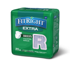 Medline FitRight Extra Incontinence Briefs - FitRight Extra Cloth-Like Adult Incontinence Briefs, Size Regular, for Waist Size 40"-50" - FITEXTRARG