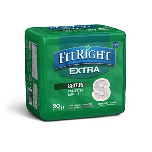 Medline FitRight Extra Incontinence Briefs - FitRight Extra Cloth-Like Adult Incontinence Briefs, Size S, for Waist Size 20"-33" - FITEXTRASM