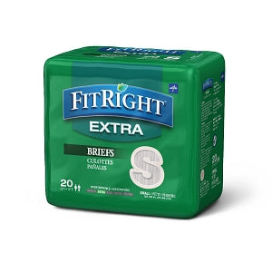 Medline FitRight Extra Incontinence Briefs - FitRight Extra Cloth-Like Adult Incontinence Briefs, Size S, for Waist Size 20"-33" - FITEXTRASM