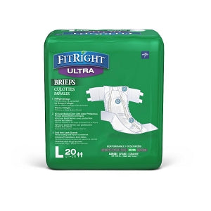 Medline FitRight Ultra Incontinence Briefs - FitRight Ultra Adult Incontinence Briefs, Size L, for Waist Size 48"-58" - FITULTRALG