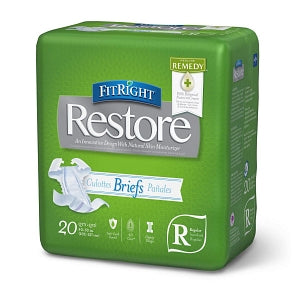 Medline FitRight Restore Ultra Incontinence Briefs with Remedy Phytoplex - FitRight Restore Ultra Adult Incontinence Briefs, Size Regular, for Waist Size 40"-50" - FRP400