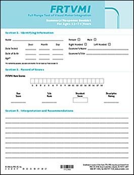 FRTVMI Summary/Response Booklet, Ages 11–74 (100) Donald D. Hammill, Nils A. Pearson, Judith K. Voress, Cecil R. Reynolds