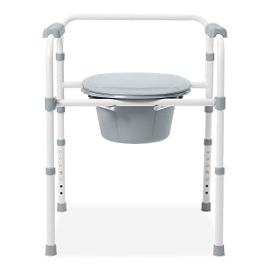 Medline Steel Elongated Bedside Commode - COMMODE, 3-IN-1, STEEL, ELONGATED - G1-200LX1