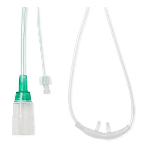 Medline SuperSoft CO2 Cannulas - CO2 Sampling Cannula, 7' O2 Tubing, 7' CO2 Tubing, Adult, Female, Green - HCS4568FS