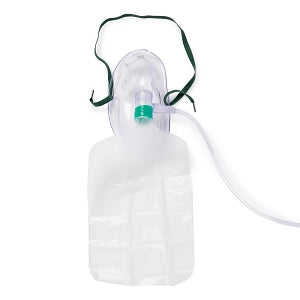 Medline Disposable Oxygen Masks with Standard Connector - Total Non-Rebreather Adult Mask with Reservoir Bag, Safety Vent, Check Valve, 7' Tubing and Standard Connectors - HCS4670B