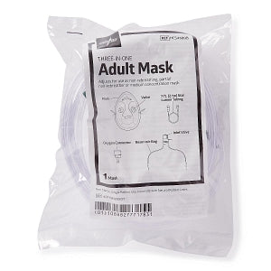 Medline Disposable Oxygen Masks with Standard Connector - Adult 3-in-1 Mask with 7' Tubing and Standard Connectors - HCS4680B