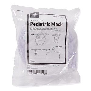 Medline Disposable Oxygen Masks with Standard Connector - Pediatric 3-in-1 Mask with 7' Tubing and Standard Connectors - HCS4685B
