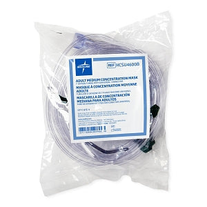 Medline Disposable Oxygen Masks with Universal Connector - Disposable Medium-Concentration Adult Oxygen Mask with 7' Tubing and Universal Connector - HCSU4600B