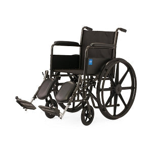 Medline Guardian K1 Wheelchairs - K1 Basic Wheelchair with Full-Length Permanent Arms and Elevating Leg Rests, 18" - K1186N13E