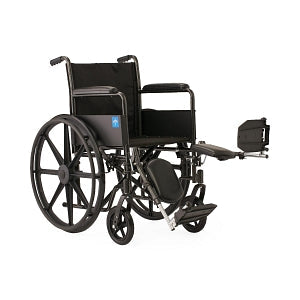 Medline Guardian K1 Wheelchairs - K1 Basic Wheelchair with Full-Length Permanent Arms and Elevating Leg Rests, 18" - K1186N13E
