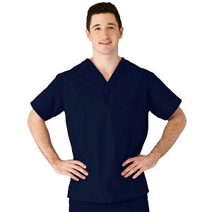 Medline AngelStat Unisex Reversible V-Neck Scrub Top with 2 Pockets - AngelStat Unisex Reversible V-Neck 2-Pocket Scrub Top with Angelica Color-Coding, Size S, Navy - 610NNTS-CA
