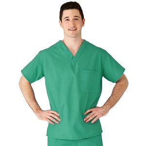 Medline AngelStat Unisex Reversible V-Neck Scrub Top with 2 Pockets - AngelStat Unisex Reversible V-Neck 2-Pocket Scrub Top with Medline Color-Coding, Size 4XL, Jade - 610NTJ4XL-CA