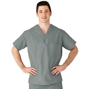 Medline AngelStat Unisex Reversible V-Neck Scrub Top with 2 Pockets - AngelStat Unisex Reversible V-Neck 2-Pocket Scrub Top with Medline Color-Coding, Size 2XL, Misty - 610NTZXXL-CM