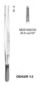 Medline Oehler Cross Serrated Dissecting Forceps - Oehler Cross-Serrated Dissecting Forceps with Tungsten Carbide Inserts and 1x2 Teeth, 5-1/2" (14 cm) - MDS1026114