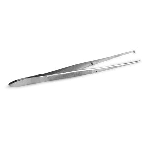 Medline Dressing Thumb Forceps - Dressing Forceps, Nonsterile, Single-Use, Iris, Curved, 1 x 2 Teeth, 4.25", Serrated - MDS10728