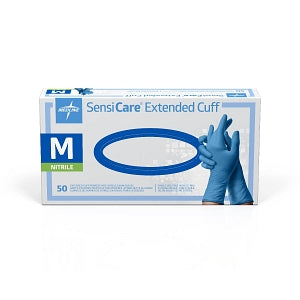 Medline SensiCare Extended Cuff Nitrile Exam Gloves - SensiCare Exam Glove, Nitrile, Extended Cuff, Size M - MDS1285