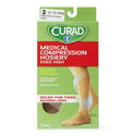 Medline CURAD Knee-High Compression Hosiery - CURAD Knee-High Compression Hosiery with 15-20 mmHg, Tan, Size E, Regular Length - MDS1700ET