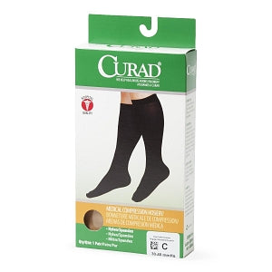 Medline CURAD Knee-High Compression Hosiery - CURAD Knee-High Compression Hosiery with 30-40 mmHg, Tan, Size C, Regular Length - MDS1704CT