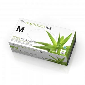 Medline Aloetouch Ice Powder-Free Nitrile Exam Gloves - Aloetouch Ice Powder-Free Thin Nitrile Exam Gloves, Size M - MDS195285