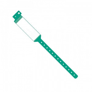 Medline Tamper Resistant Snap Closure ID Bands - 12" Shield-Style Tri-Laminate ID Band, Adult, Green - MDS3283M