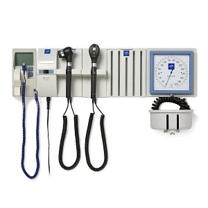 Medline Co-Label Diagnostic Wallboard Systems - Diagnostic Wall System with 2 Handles, LED EliteVue Otoscope Head, Xenon L2 Ophthalmoscope Head, Specula Dispenser, Oral Thermometer, and Aneroid BP Device - 3653-LEX2-SABXU