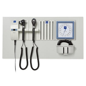 Medline Co-Label Diagnostic Wallboard Systems - Diagnostic Wall System with 2 Handles, LED EliteVue Otoscope Head, Xenon L2 Ophthalmoscope Head, Specula Dispenser and Aneroid BP Device, Premounted on Mounting Board - 3653-LEX2-SAXWU