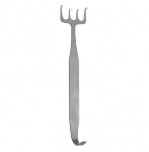 Medline Freeman Rake Retractors - 7" (17.8 cm) Long 1-1/2" (3.6 cm) Wide Freeman Rake Retractor with 4 Sharp Prongs - MDS3978837