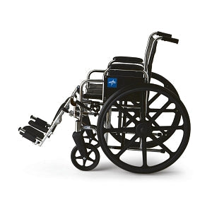 Medline 2000 Series Wheelchairs - Excel Wheelchair, Removable Desk-Length Arms, Elevating Leg Rests, Black, 18" - MDS806300D