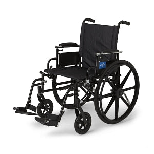 Medline K4 Lightweight Wheelchairs - K4 Extra-Wide Lightweight Wheelchair with Height-Adjustable Desk-Length Arms and Footrests, Gray, 20" Width - MDS806560PLUS