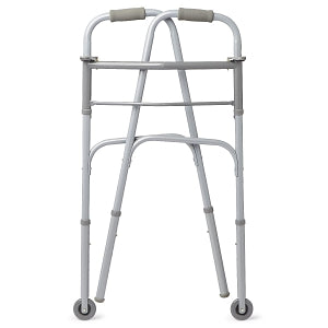 Medline Two-Button Folding Walkers with 3" Wheels - Adult Folding Walker, 2 Button, with 3" Wheels, Basic - MDS86410W4B