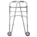 Medline Two-Button Folding Walkers with 5" Wheels - 2-Button Basic Walker with 5" Wheels - MDS86410W54B