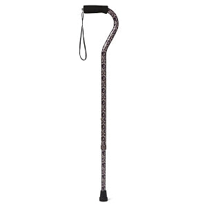 Medline Offset Handle Fashion Canes - Offset Cane, Black Paisley, Aluminum - MDS86420BPAIS