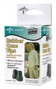 Medline Cane Replacement Tips - Black Replacement Cane Tips, 7/8", for Standard Cane - MDS86428W