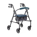 Medline Basic Steel Rollators - Steel Rollator with 6" Wheels and Microban-Treated Touch Points and Seat, Teal, Knockdown - MDS86850ESAB