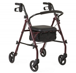 Medline Basic Steel Rollators - Basic Steel Rollator with 6" Wheels, Burgundy, Knockdown - MDS86850ESKD