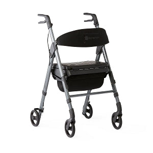 Medline Momentum Rollators - Momentum Rollator with Height-Adjustable Seat and Handles, Grey - MDS86870G