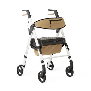 Medline Momentum Rollators - Momentum Rollator with Height-Adjustable Seat and Handles, White - MDS86870W