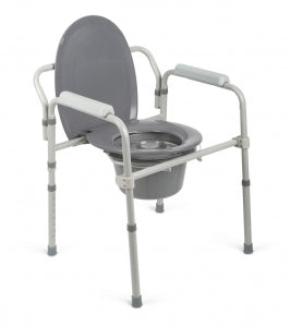 Medline Steel Elongated Bedside Commode - Steel Bedside Commode, 3-in-1, Elongated - MDS89664EL