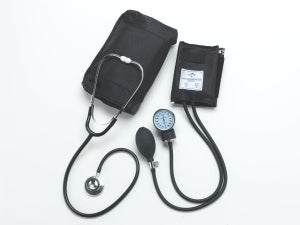 Medline Compli-Mates Dual-Head Stethoscope and Blood Pressure Combo Kits - Dual-Head Stethoscope and Handheld Aneroid Sphygmomanometer Combination Kit, Adult, Black - MDS9120