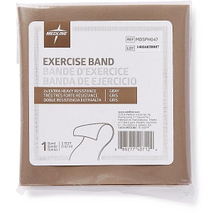 Medline Exercise Resistance Bands - Individual Exercise Band, 5', Gray, 2X-Heavy - MDSPH047