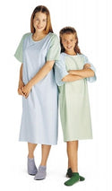 Medline Brushed Flannel Adolescent Patient Gowns - Pediatric Flame-Retardant Gown Tween, Blue, 12 Years - MDT011270