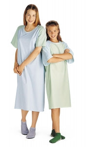 Medline Comfort-Knit Teen IV Patient Gowns - Comfort Knit Flame-Retardant IV Gown with Plastic Snaps, Teen, Blue, 12-15 Years - MDT011370IV