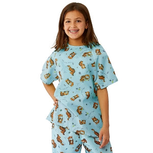 Medline Tired Tiger Print Pediatric IV Gowns - Pediatric IV Gown, Tiger, Blue, Size L - MDT011389L