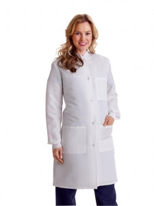 Medline Ladies' Resistat Lab Coats - Resistat Women's Lab Coat, White, Size L - MDT046815L