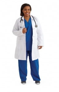 Medline Ladies' 100% Cotton Staff-Length Lab Coats - Ladies Lab Coat, Staff Length, 100% Cotton, Knot Buttons, Size M - MDT19WHTM