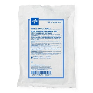 Medline Disposable X-Ray Detectable OR Towels - Sterile Disposable Deluxe X-Ray Detectable OR Towel, 17'' x 27'', White, 6/Pack, 12 Packs / Case - MDT2168056XR