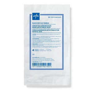 Medline Disposable X-Ray Detectable OR Towels - Sterile Disposable Deluxe X-Ray Detectable OR Towel, 17'' x 27'', Blue, 4/Pack - MDT2168204XR